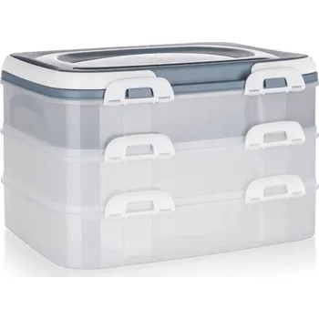 Dóza na potraviny Přepravní box na dorty a potraviny, 3 patra, velký, Domotii mix barev