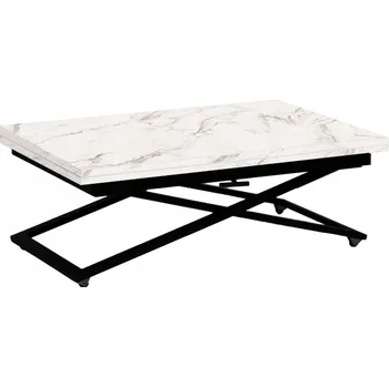Konferenční stolek Rozkládací konferenční stolek s výškovým nastavením LOFT, bílý mramor, LAWOSTÓŁ