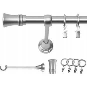 Garnýž GARNÝŽ JEDNOŘADÁ 240 CM 19 MM CHROM MATNÝ PRINCE TICHÉ KROUŽKY SE ŽABKAMI