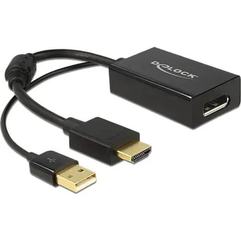 Audio kabel Delock 62667 HDMI / DisplayPort adaptér [1x HDMI zástrčka - 1x zásuvka DisplayPort] černá pozlacené kontakty, s feritovým jádrem 25.00 cm