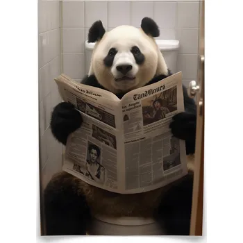 Obraz Plakát Panda v toaletě 30x40 bez rámu 30 x 40 cm