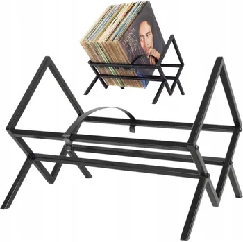 Stojan na vinyly pořadač na gramofonové desky CD organizér regál černý