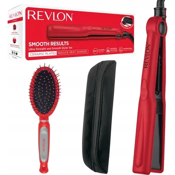 Žehlička na vlasy KERAMICKÁ ŽEHLIČKA NA VLASY NA VLASY + KARTÁČ + POUZDRO REVLON RVST2176