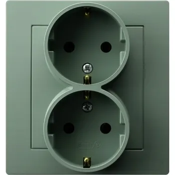 Elektrická zásuvka Dvojitá zásuvka Schuko kompletní OSPEL AS GP-2GS/84 zelená matná