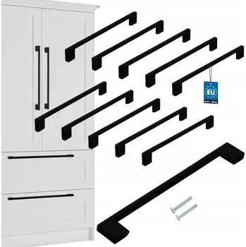 Nábytkové kování SADA 10x NÁBYTKOVÁ ÚCHYTKA ČERNÁ MADLO 192 PRO NÁBYTEK SKŘÍŇKY ZÁSUVKY DO KUCHYNĚ