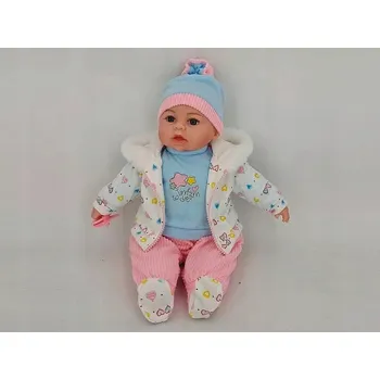 Panenka PANENKA MIMINKO V OBLEČENÍ 45 CM MLUVÍ A ZPÍVÁ V POLŠTINĚ + DUDLÍK