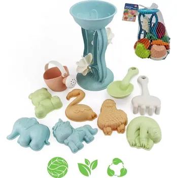 Hračka na písek Woopie Green ekologická sada na písek s mlýnem a konvičkou, 10 dílů