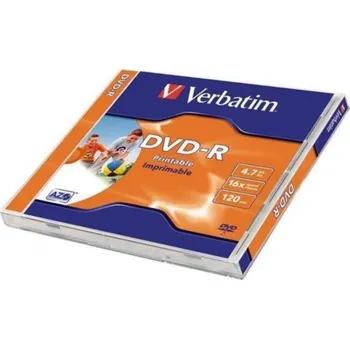 Optické médium Verbatim DVD-R printable 4,7 GB 16× wide inkjet jewel box