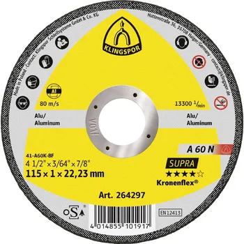 Řezný kotouč Klingspor A 60 N Supra 264298 řezný kotouč rovný 125 mm 25 ks hliník