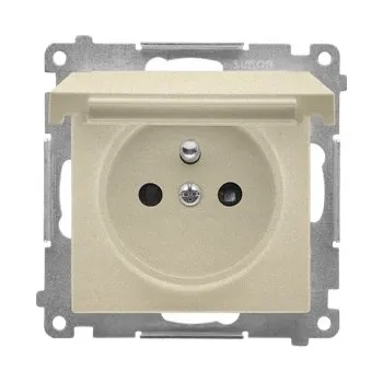 Elektrická zásuvka Zásuvka silová 1 násobná typ E, IP44, bez těsnění, víčko v barvě, Simon 55 TGZ1BCUZ.01/144, champagne metalizovaná