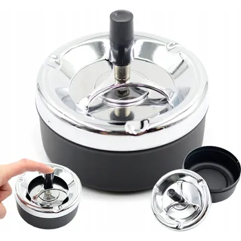 Popelník Popelník Otočný Uzavíratelný Ocelový Černý