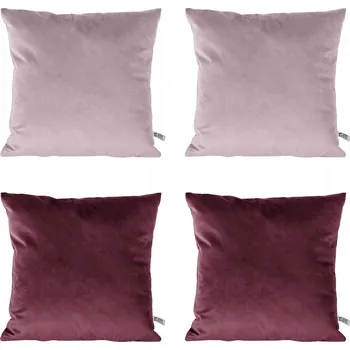 Povlak na polštářek Sada 4 Povlaků na Polštáře Špinavý VELUR Bordó Velvet Dekorativní Ozdobné