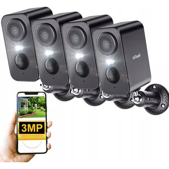 IP kamera 4 kusy Bezdrátová WiFi IP kamera na baterie 3MP s barevným nočním viděním