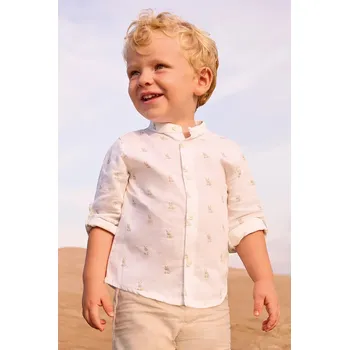 Chlapecká košile Dětská lněná košile Mayoral 1116.3B.Baby.PPY2 bílá 00B, vel. 86