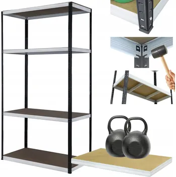 Dílenský regál Kovový regál do skladu, garáže, stojan HELIOS 180x100x50 cm, 4 police, nosnost 275 kg/police