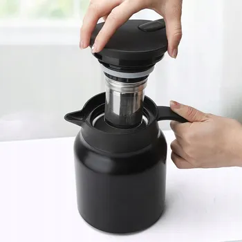 Termoska TERMOSKA NA ČAJ 1L NEREZOVÁ OCEL ČERNÁ S DEMONTOVATELNÝM FILTREM