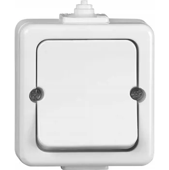 vypínač JANTAR Jednopólový vypínač na omítku IP44 bílý, šroubovací, klapkový WNT-1J