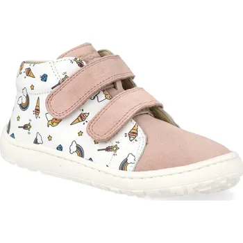Dětská sportovní obuv Barefoot dětské kotníkové boty Froddo - First step White+ jednorožci růžové Velikost: 23