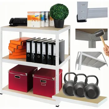 Dílenský regál Kovový regál do garáže a skladu HELIOS 106x110x60cm, 3 police, nosnost 3x350kg