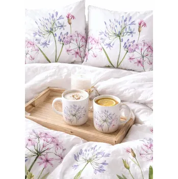 Povlečení Povlečení bavlněný satén 160x200 pastelové květiny na bílém Produkt PL