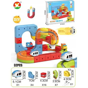 ostatní stavebnice Magnetická DIY železniční trať – 32dílná interaktivní stavebnice vláčkodráhy