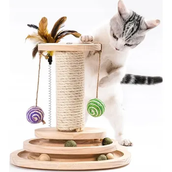 ŠKRABADLO PRO KOČKY 4V1 ŠKRABACÍ SLOUPEK HRAČKA VĚŽ KULIČKY PÍRKO