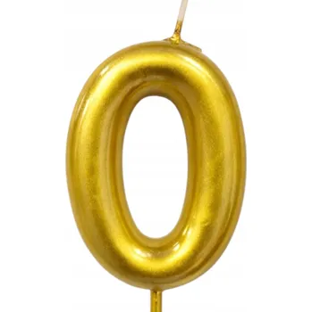 Dortová svíčka Narozeninová svíčka zlatá Číslice 0 GLAMOUR dekorace na dort