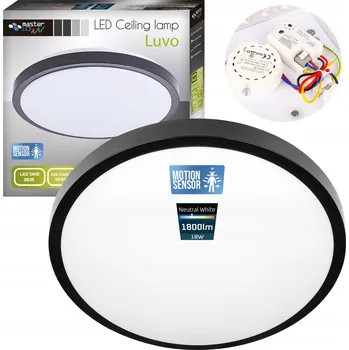 Kulatý Stropní Svítidlo Masterled 27,5 x 6 cm černá