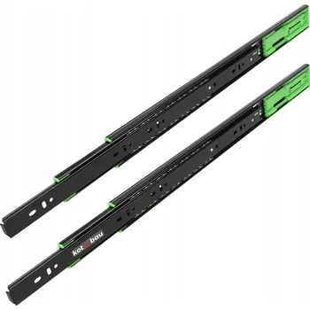 Nábytkové kování KULIČKOVÉ VEDENÍ NÁBYTKOVÝCH ZÁSUVEK POLIC S PLNÝM VÝSUVEM PUSH H-45 ČERNÉ 500 MM