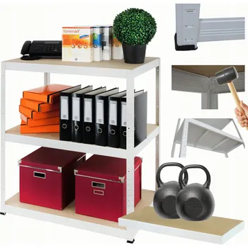 Dílenský regál Kovový regál do garáže a skladu HELIOS 106x110x45cm, 3 police, nosnost 275kg