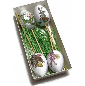 Velikonoční dekorace Velikonoce VAJÍČKA KRASLICE NA ŠPEJLI DEKORACE OZDOBA SADA 4KS