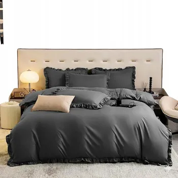 Povlečení Povlečení s Falbankou 200x220 Grafitová Ložnice Elegantní Premium