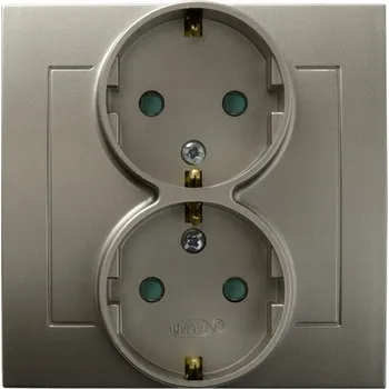 Elektrická zásuvka Ospel Kier Dvojitá Zásuvka s Uzemněním Saténová Světlá Kontakt GP-2WSP/45