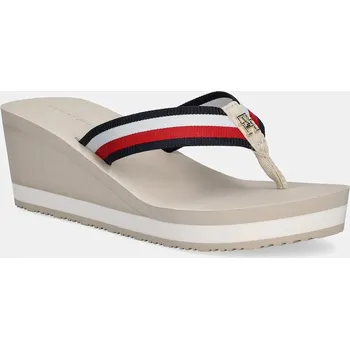 Dámská obuv Žabky Tommy Hilfiger TH CORPORATE WEDGE BEACH SANDAL FW0FW08520 béžová 01X, EUR 41
