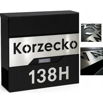 Poštovní schránka Poštovní schránka s přihrádkou na noviny, černá, nerezová ocel