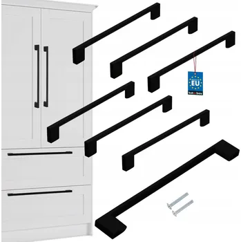 Nábytkové kování SADA 6x NÁBYTKOVÁ ÚCHYTKA ČERNÁ MADLO 192 PRO NÁBYTEK SKŘÍŇKY ZÁSUVKY DO KUCHYNĚ