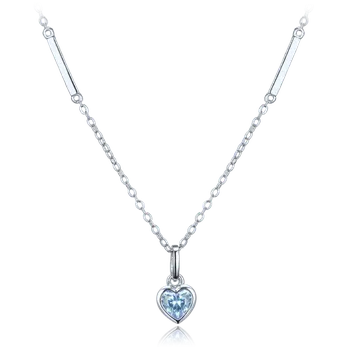 Náhrdelník Moonlit Náhrdelník srdce se světle modrým zirkonem stříbrný