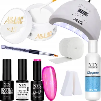 Lak na nehty Sada na nehty Babyboomer Lesk 9v1 UV Lampa Gel Báze Top Coat + Příslušenství