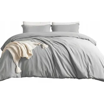 Povlečení Povlečení Šedé 160x200 Jednobarevné Hladké Zip