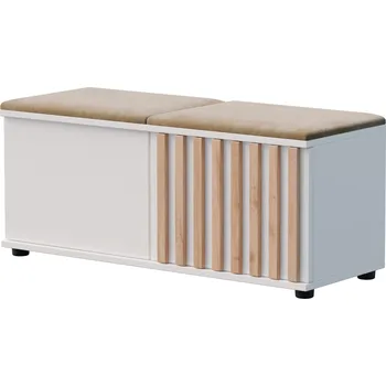 Botník Botník s čalouněným sedákem, lamely bílá