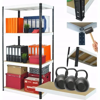 Dílenský regál Kovový regál do skladu, garáže, stojan HELIOS 180x100x40cm, 4 police, nosnost 350 kg PL