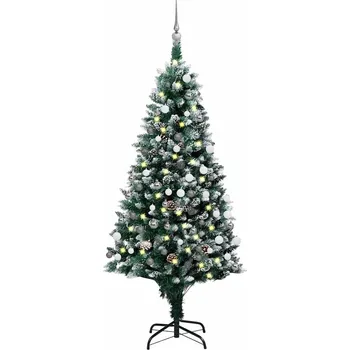 Vánoční stromek Umělý vánoční stromek LED osvětlení sada koulí a šišky 180 cm - 8720286497906