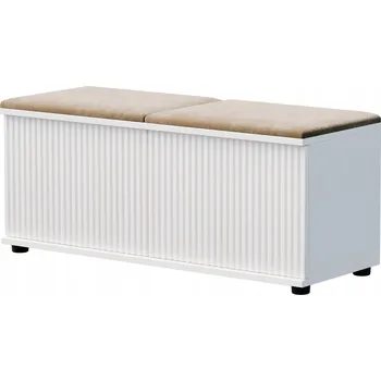 Botník BOTNÍK S ČALOUNĚNÝM SEDÁKEM, FRONTOVÉ DESKY S DRÁŽKAMI, BÍLÝ