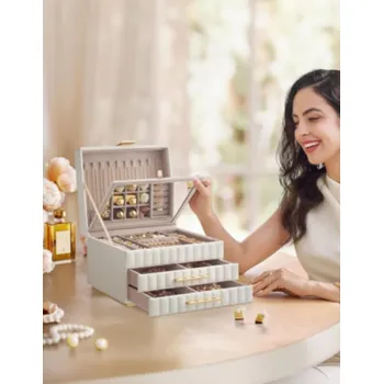 Šperk SONGMICS Šperkovnice ANAH 3 patra bílá