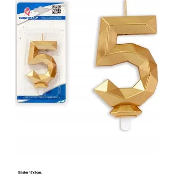 Dortová svíčka Elegantní zlatá narozeninová svíčka Číslice 5 Dekorace