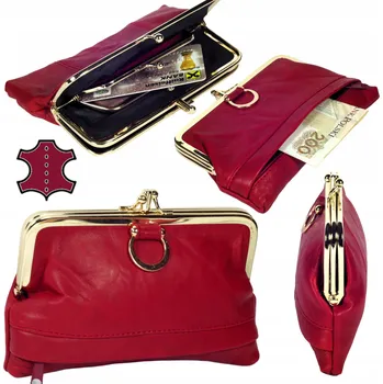 Peněženka Univerzální kožená dámská peněženka na mince s klipem - velká