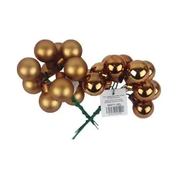 Dekorace - Skleněné baňky na drátku hnědé, pr.2,5 cm, S0571-18 Barva: Lesk
