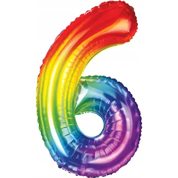 Balónek Fóliový balónek Číslice ''6'', 100 cm, duhový