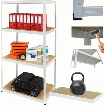 Dílenský regál Kovový regál do skladu, garáže HELIOS 180x110x30cm, 4 police, nosnost 175kg/police