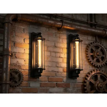 Nástěnné svítidlo 2 ks Nástěnné svítidlo Retro černé Loft retro Lampa teplá bílá E27